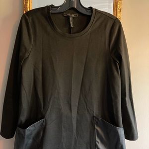 Black tunic with faux leather pockets